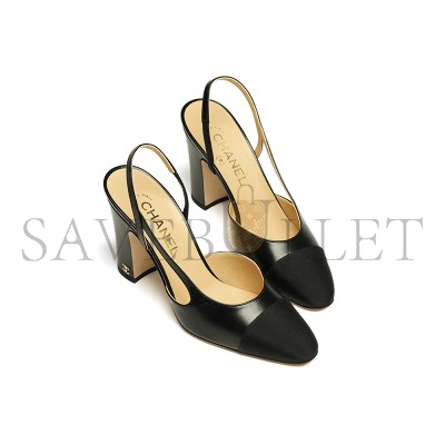 CHANEL SLINGBACKS GOATSKIN & GROSGRAIN BLACK G45509